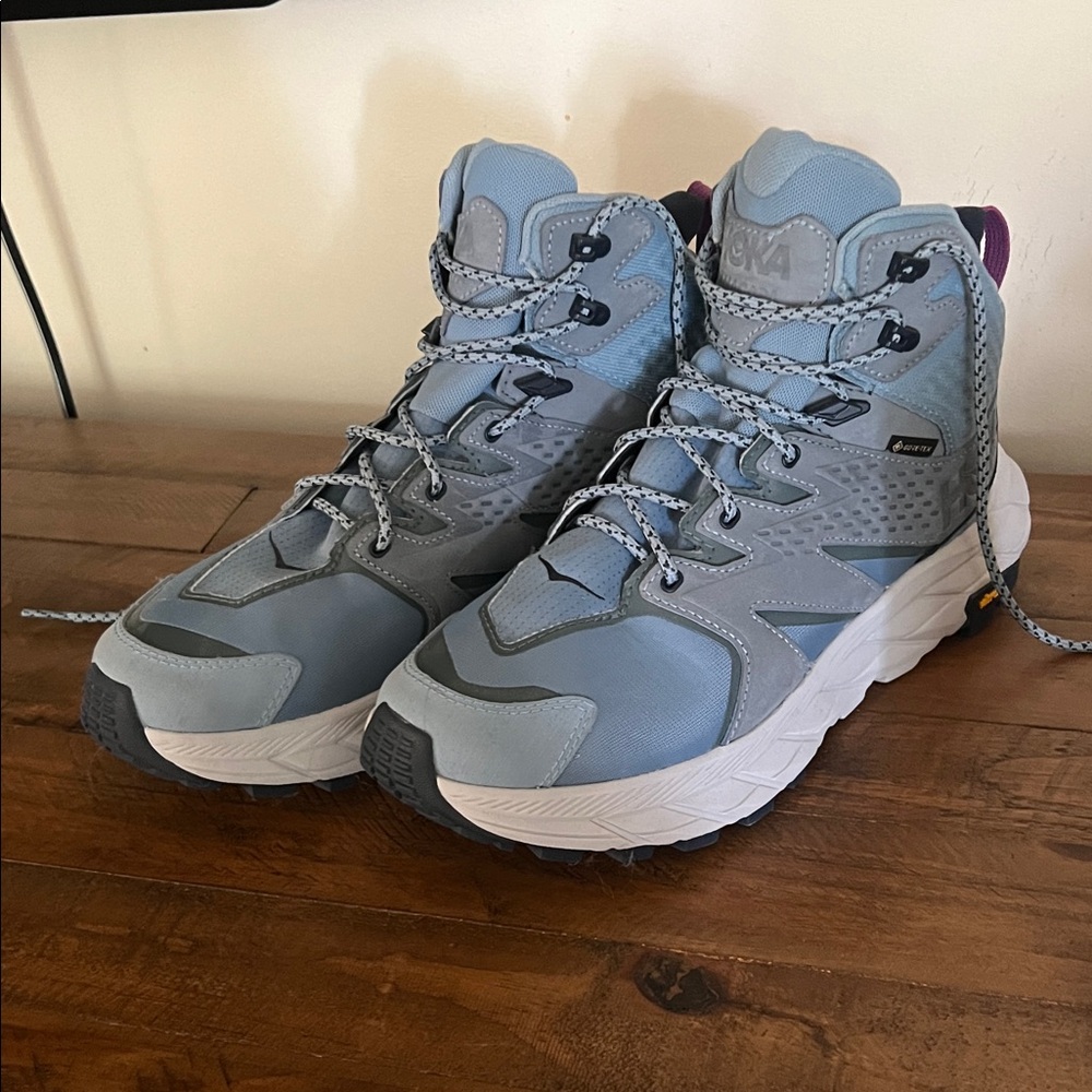 Hoka Gray and Purple Athletic Shoes